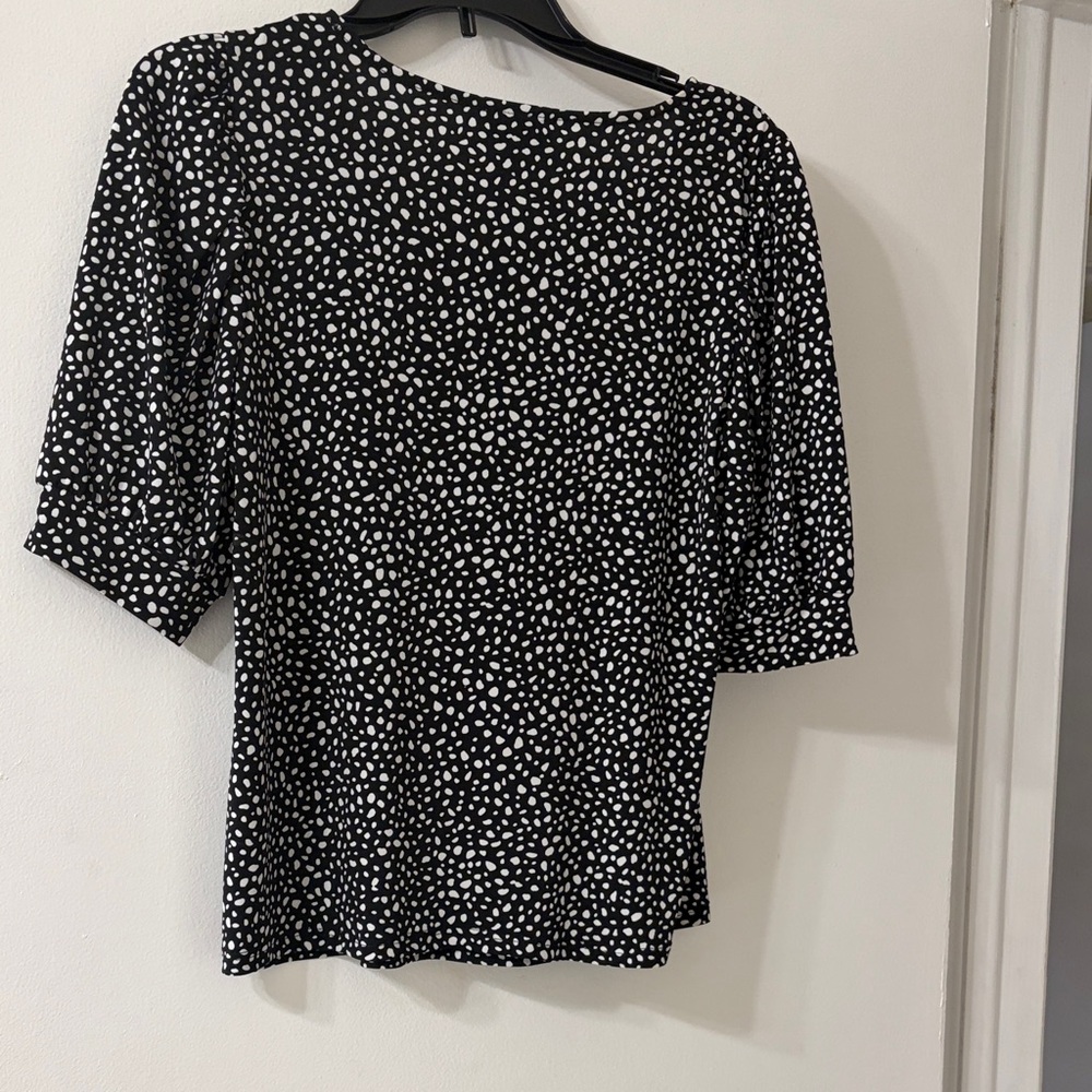 CeCe Black and White Polka Dot Women's Top - Picture 5 of 5